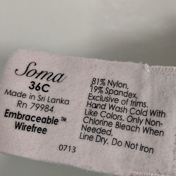 Soma Embraceable Wirefree Bra 36C - Picture 6 of 6